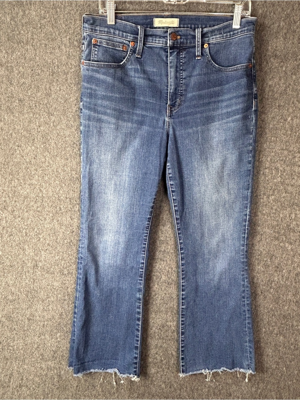 Madewell Jeans Womens 30 (fits 32) Blue Mid Rise Cali Demi-Boot Crop Raw Hem